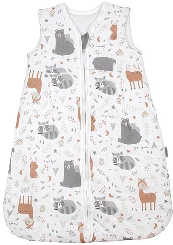 TupTam Schlafsack Baby 2.5 TOG – Atmungsaktiver Winterschlafsack für Kinder, OEKO-TEX zertifiziert, Farbe: Wilde Tiere, Größe: 56-62