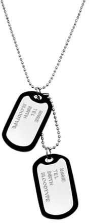 Bohue Militärische Erkennungsmarken aus Edelstahl, Armee-Stil, Erkennungsmarken mit Kugelketten, Hundemarken, Halsketten, Cosplay, Requisite, geprägt, benutzerdefinierte Namensschilder, 2 Stück