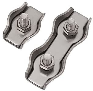 GFDSGRE Drahtseilklemme 10 Stück M2-M5 Edelstahl Simplex 1/2-Post Bolt Clip Drahtseil Kabelklemme Bremssattel Seil Einfacher Griff Anti-Rutsch-Befestigungswerkzeug Seilklemme(Simplex-M5)