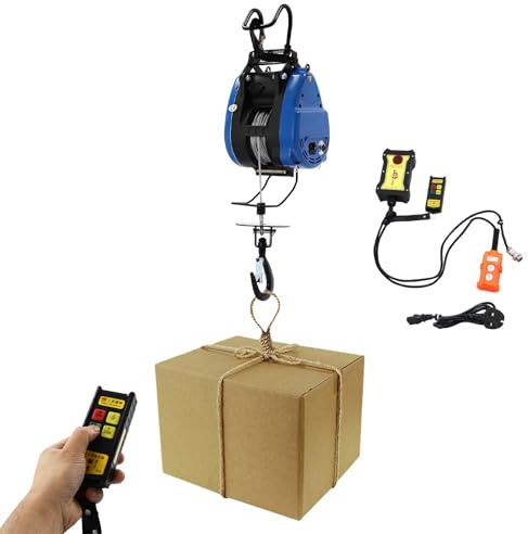 Fridgestea Electric Hoist 500kg – 1800W Electric Winch with Wireless Remote & Control Handle, 29m Lifting Height 13m/min Speed, IP40 Copper Motor Hoist for Garage Warehouse & Construction