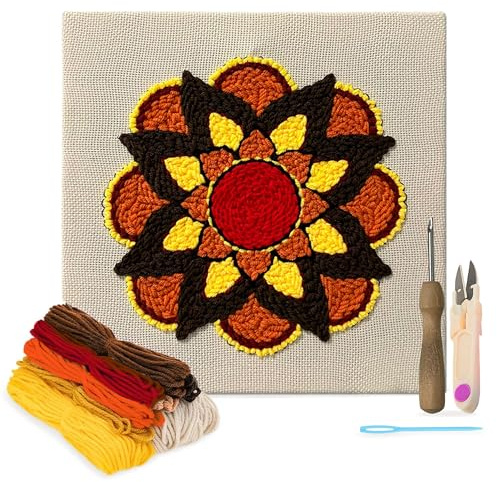Lili Creations Complete Punch Needle Kit for Beginners & Adults – DIY Embroidery Punch Stitching Kit with Yarn, Canvas, and Tools – Perfect for Relaxation, Home Décor, Art, & Holiday Crafts
