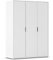 Rauch Möbel Hamilton, Kleiderschrank, Schrank, Garderobe, Organizer, 3-türig, Farbe Weiß, Kurze Griffleiste Grau metallic, 140x194x54cm