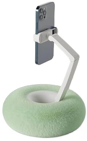 Fuzzy Bowl with Adjustable Holder - Cute Plush Pillow Phone Stand with Detachable Snack Bowl, 360° Rotatable Design, Perfect for Bed and Relaxation