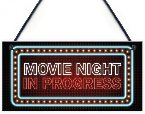 Cartel de madera Sala de Cine Novedad EFECTO NEÓN Noche de Cine Decoracion hogar