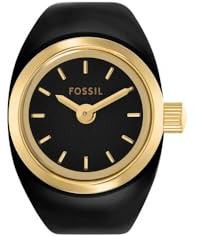 FOSSIL Ringklocka för kvinnor, kvarts tvåvisarrörelse med armband i rostfritt stål, Svart och guldton, 15 mm, Rem