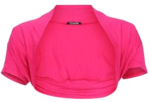 Easy Young Fashion Bolero para mujer de manga corta, elástica y que realza la figura, chaqueta básica para los hombros, chaqueta frontal abierta suave 3009, rosa oscuro, 34-40