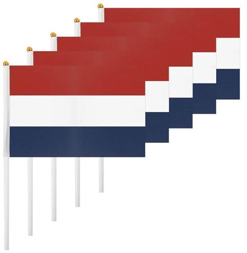 ASUNO 20 Stück Flagge Mini Hand Hold Fahne 14 × 21 CM Mini Niederlande Niederländisch Stockfahne Polyester für Fußballclub Party Dekorationen Internationale Festveranstaltungen drinnen und draußen