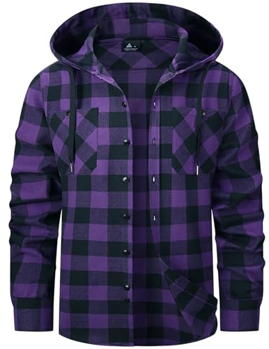 SwissWell Camicia Uomo Flanella Camicia Quadri con Cappuccio Uomo Manica Lunga Casual Felpe