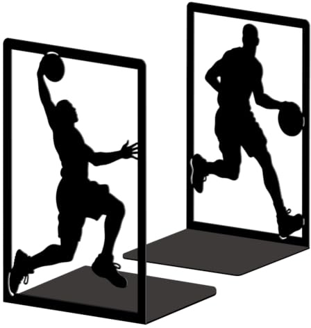 Peacoblue Buchstützen Metall,Basketball Buchstütze Dekorativ für Bücher | 1 Paar 5.3x4.3x7.9 schwere Gusseisen Buchhalter, Stabile Buchstopper für Bücherregal, Schreibtisch, Büro und Wohnraum