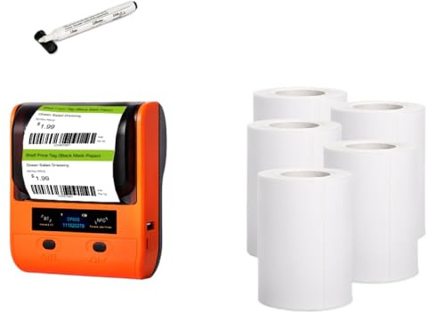ERSINIAN DETONGER DP80S Portable Thermal Printer, 30-80mm Barcode Labeling Machine with Bluetooth for Android Devices, Support Mobile Printing (DP80S, 1 Roll, 60x40)