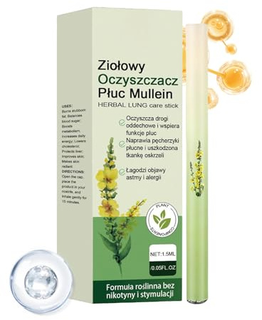 Mullein Herbals Purificatore polmonare, penna diffusore calmante per la salute dei polmoni, bastone inalatore naturale, purificatore trasparente del tratto respiratorio, bastone per la pulizia del