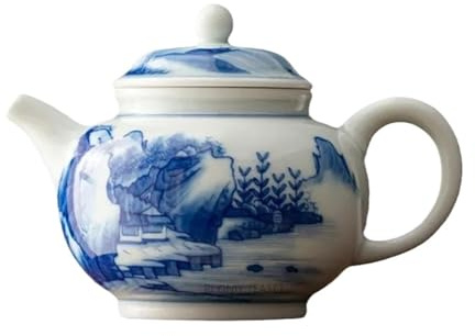 Set Da Tè Per Adulti Bollitore In Ceramica Fatto A Mano Da Viaggio Set Tè Portatile Bicchieri 330 Ml Teiere In Porcellana Retrò Blu E Bianca Squisite Set Da Tè Portatili