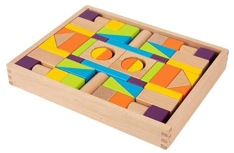 Folpus Holzbausteine ​​– Sensorisches Spielzeug, Mehrzweck-Lernspielzeug für Kindergarten und Zuhause, Bunt