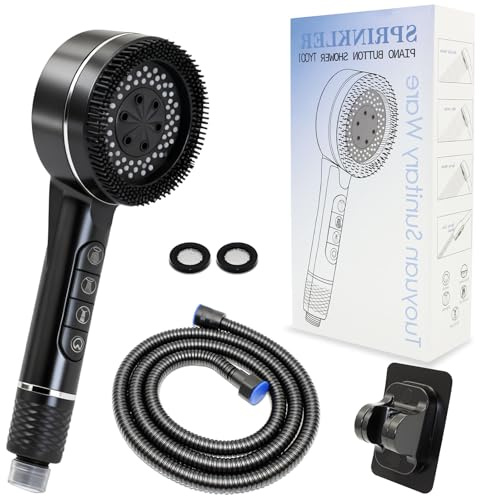 Pommeau de Duche Haute Pression,Pommeau de Duche Economie Deau avec Tuyau Douche 1.5M,Pommeau Douche Anti Calcaire avec 4 Modes