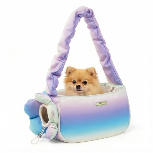 Haustier Tragetasche für kleine Hunde und Katzen, leichte, gepolsterte Reisehandtasche, Tragetasche mit gepolstertem Innenraum und Sicherheitsleinenclip, idealer Transportrucksack für Reisen Einkäufe.