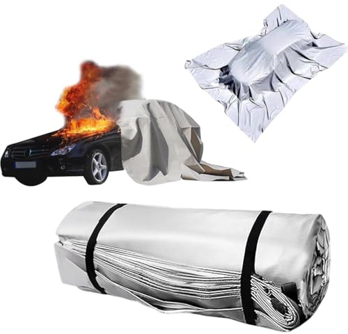 GJBMXSM Coperta Antincendio per Auto 6 X 9 M,Coperta per Lo Spegnimento di Veicoli Elettrici, Coperta Antincendio di Emergenza, Coperta di Protezione dal Fuoco per Casa E Auto,Fire Blanket Fiberglass