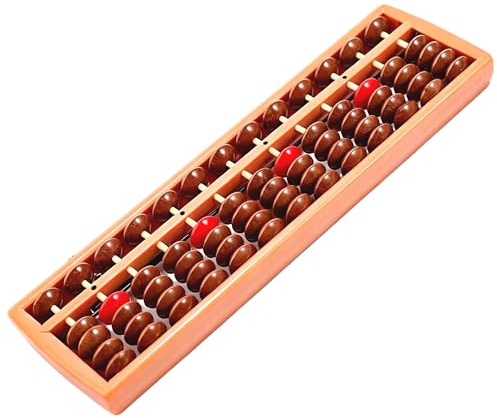 OHYER Soroban Abacus à 13 chiffres en plastique pour arithmétique et comptage avec bouton de réinitialisation - Outil de calcul pour mathématiques pour bureau (marron A, 13)