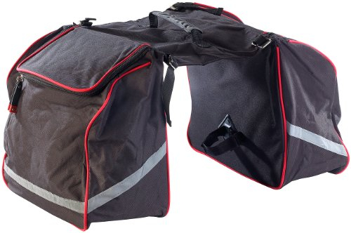 Xcase Fahrradtasche: Doppel-Gepäckträgertasche, wasserabweisend, mit Reflektions-Streifen (Fahrradtasche Gepäckträger, Doppel Gepäckträger, Gepäcktaschen für Fahrrad)