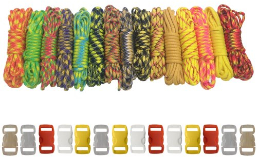PARACORD PLANET Survival- & Notfall-Paracord-Armband Kits (Cobra-Geflecht-Anleitung im Lieferumfang enthalten), einzigartiges Set, groß, Gelb