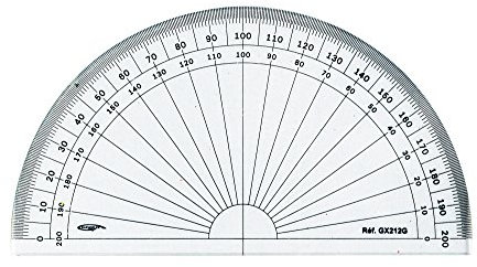 Graphoplex GX212G - Transportador de ángulos (semicircunferencia), transparente