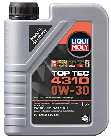 LIQUI MOLY Top Tec 4310 0W-30 | 1 L | Synthesetechnologie Motoröl | Art.-Nr.: 3735, farblos