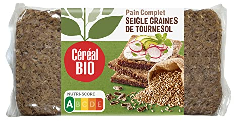 Céréal Bio Pain Complet de Seigle Bio aux Graines de Tournesol – Riche en Fibres, Source de Protéines Végétales – Idéal Petit-Déjeuner ou Snack Sain – 500g (7 tranches)