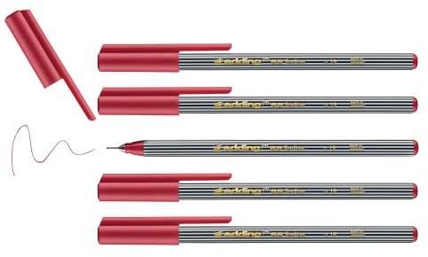 edding 55 - Fineliner - karminrot - 10 Stifte - 0,3 mm Spitze - Farbstift zum Schreiben, Malen, Unterstreichen, Illustrieren - für Kinder und Erwachsene, Schule, Homeoffice, Büro