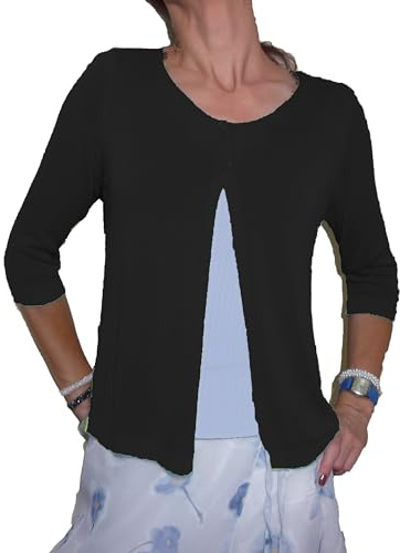 Fantasy Cardigan Spolverino Corto Coprispalle Giacchetto Bolerò Filo Viscosa Leggero Manica 3/4 Semplice Ragazza Donna