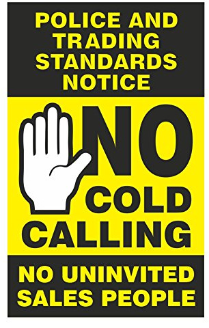 No Cold Calling Door Sticker - Black & Yellow - Fully Weatherproof Sign Pack of 1