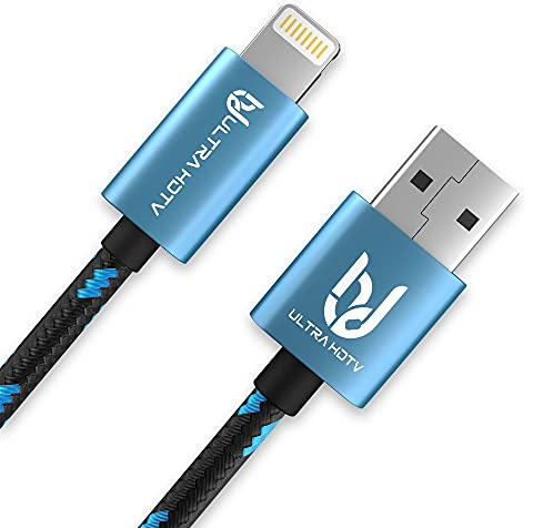Ultra HDTV Lightning Ladekabel 1 Meter, [Apple MFi zertifiziert] USB - Lightning Kabel mit Nylon Mantel, kompatibel mit Apple Geräten mit 8-Pin Lightningkabel Anschluss