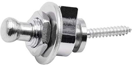 vhbw Security Lock Gurtknopf Pin für Gitarrengurt | Gurt für Gitarre, Konzertgitarre, Westerngitarre, Bass-, E-Gitarren, silber