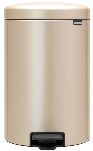 Brabantia NewIcon Treteimer sanft schließend, Kunststoff-Inneneimer, Champagne, 20 Liter