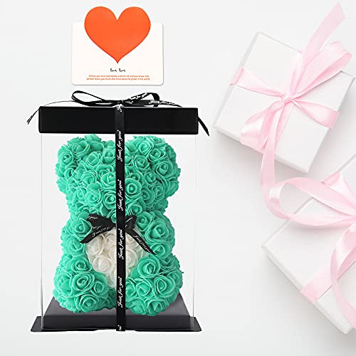 UYKJKWRT Rose Bär, Rosenbär Geschenk für Freundin - Weihnachten, Geburtstag, Jubiläum - 250 künstliche Rosen, Rosenblumenbär mit Geschenkbox