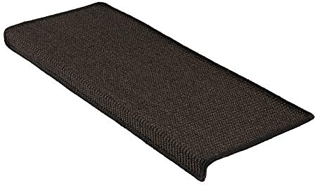Floordirekt Pure Nature - Alfombrillas de sisal para escaleras, semicirculares o cuadradas, alfombra de escalera hecha de fibra de sisal natural y robusta (cuadrada con labios, 65 x 23,5 cm, negro)