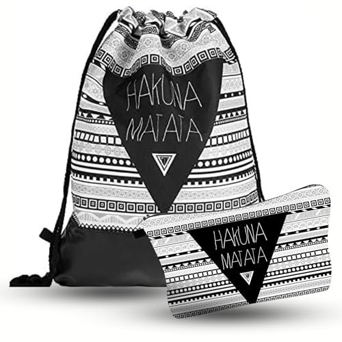 RRomaS Turnbeutel damen, Rucksack mit Kordelzug für Herren und, großes Fassungsvermögen, Akuna Matatata, Turnbeutel für Studenten, Rucksack mit Kordelzug