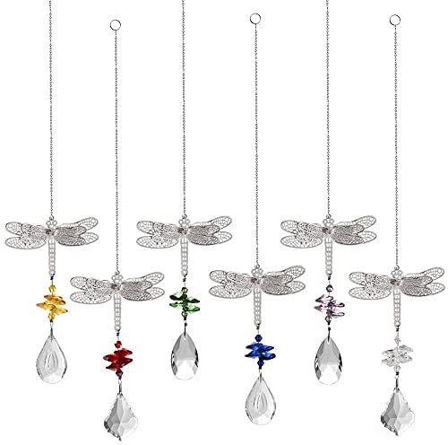 YFCTLM Cazador de Sol Set 6 Crystal Dragonfly SunCatcher Rainbow Glass Beads Yard Jardín Colgante Colgante Casa Decoración de la Boda Regalo