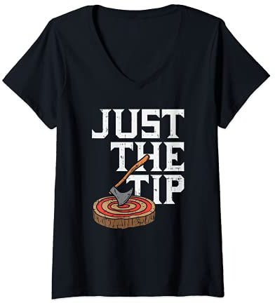 Womens Axe Throwing - Just The Tip - Hatchet - Great Viking V-Neck T-Shirt