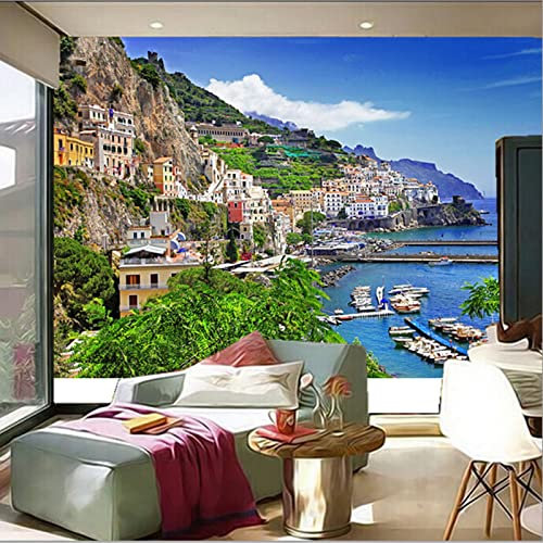 Frtmsticker Papier Peint Autocollant Murale 3D Maisons Montagnes Paysage Papier Peint Photo 3D Enfants Chambre 3D Murale Pvc Autocollant Wall Art Garçon Fille Chambre Affiche Murale 200X100Cm