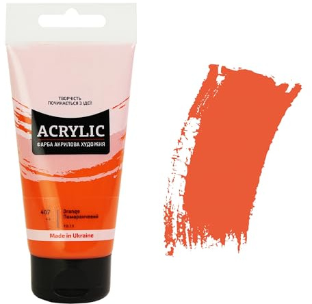 7 Artists Acrylfarbe Orange 75 ml – Hochdeckende Orange Acryl für Holz, Leinwand, Ton & Stein Bemalen | Einzelne Acrylic Paint | Acryl Farbe für Basteln & Malen | Acrylfarben Einzeln