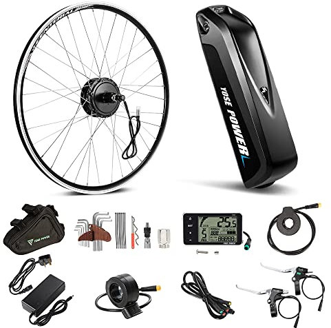 YOSE POWER 28''（700C） E-bike Conversion Kit 36V350W Rear Wheel Motor for Cassette with Integrated controller 36V13Ah Battery