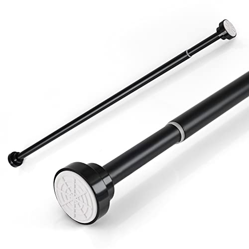 Stainless Steel Extendable Shower Curtain Pole 83-130cm Tension Rods for Curtains Telescopic Curtain Poles No Drilling Adjustable Shower Curtain Rail for Kitchen Cupboard Closet Bathroom Window, Black
