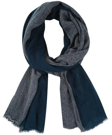 DAMILY Moda Uomo Sciarpa A Pieghe A Righe Confortevole Cotone Lino Inverno Stelle Scialle, Marina-Grigio, M (Grigio)