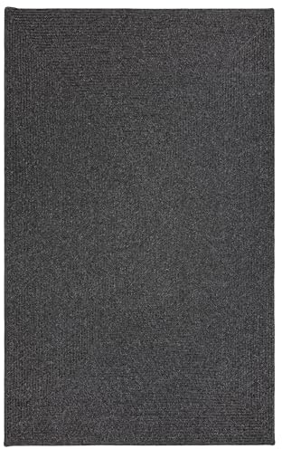 Outdoor & Indoor Teppich - Umkehrbar - Flachgewebe Sisaloptik - Wetterfest - Wohnzimmer Balkon Küche - Handgearbeitet - Modernes Boho Jute Stil - Anthrazit - 120cm x 170cm