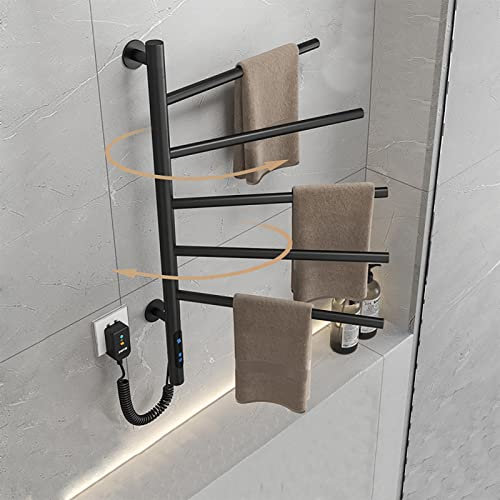 82w Radiateur Seche Serviette Electrique, Lcd Chauffe Serviette Avec Thermostat, Radiateur Electrique Salle De Bain Temporisation,4 Modes, Radiateur Seche Serviette TempéRature AjustéE à 45-70°,Noir