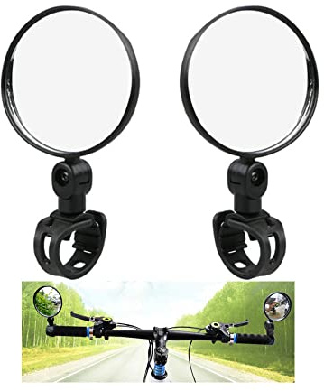 Naisfei 2 Pcs Rétroviseurs De Vélo, Vue Arrière Réglable Rotatif Guidon Monté en Plastique Miroir Convexe pour Route De Montagne