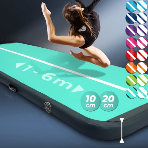 VENDOMNIA Airtrack Matte, 10/20cm hohe aufblasbare Gymnastikmatte in Länge 1/2/3/4/5/6/7/8 m, mit elektrischer Pumpe & Tasche, Tumbling Matte, Turnmatte, Trainingsmatte, Fitnessmatte, Sportmatte,Yoga