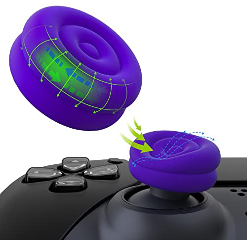 PlayVital Thumbs Cushion Caps Thumb Grips for ps5, for ps4, for Xbox Series X/S, Thumb Grip Caps for Xbox One, Elite Series 2, for Switch Pro Controller - Purple