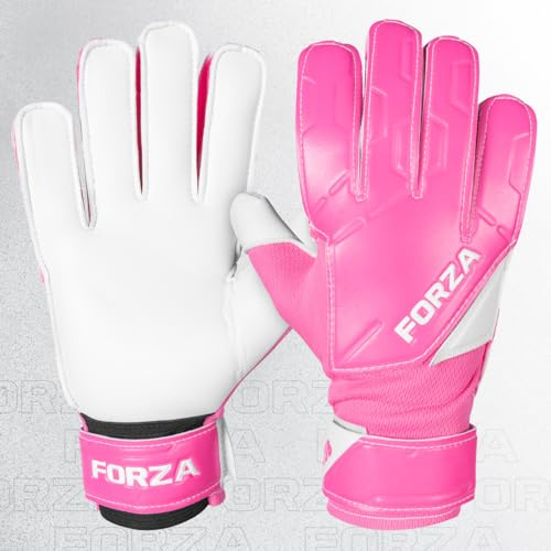 FORZA Club Goalkeeper Gloves [7 Sizes] - Adult & Kids Goalkeeping Gloves (Pink, Size 9 (Adult))