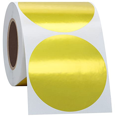 Hycodest 5,1 cm runde Thermo-Aufkleber-Etiketten, Mehrzweck-Etiketten, selbstklebend, rund, direkt, Thermo-Etiketten für Etiketten, Drucker, 100 Etiketten (Gold)