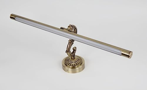 PAPUQ LED-Wandleuchte zur Beleuchtung von Bildern, Spiegeln, Wandbildern, 12 W, traditioneller und eleganter Stil, Gusseisen, warmer, 3000 K, antike Bronze, beweglich, 55 cm